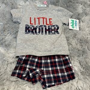 4/$20 Carter’s Child of Mine plaid newborn boy set “little brother”
